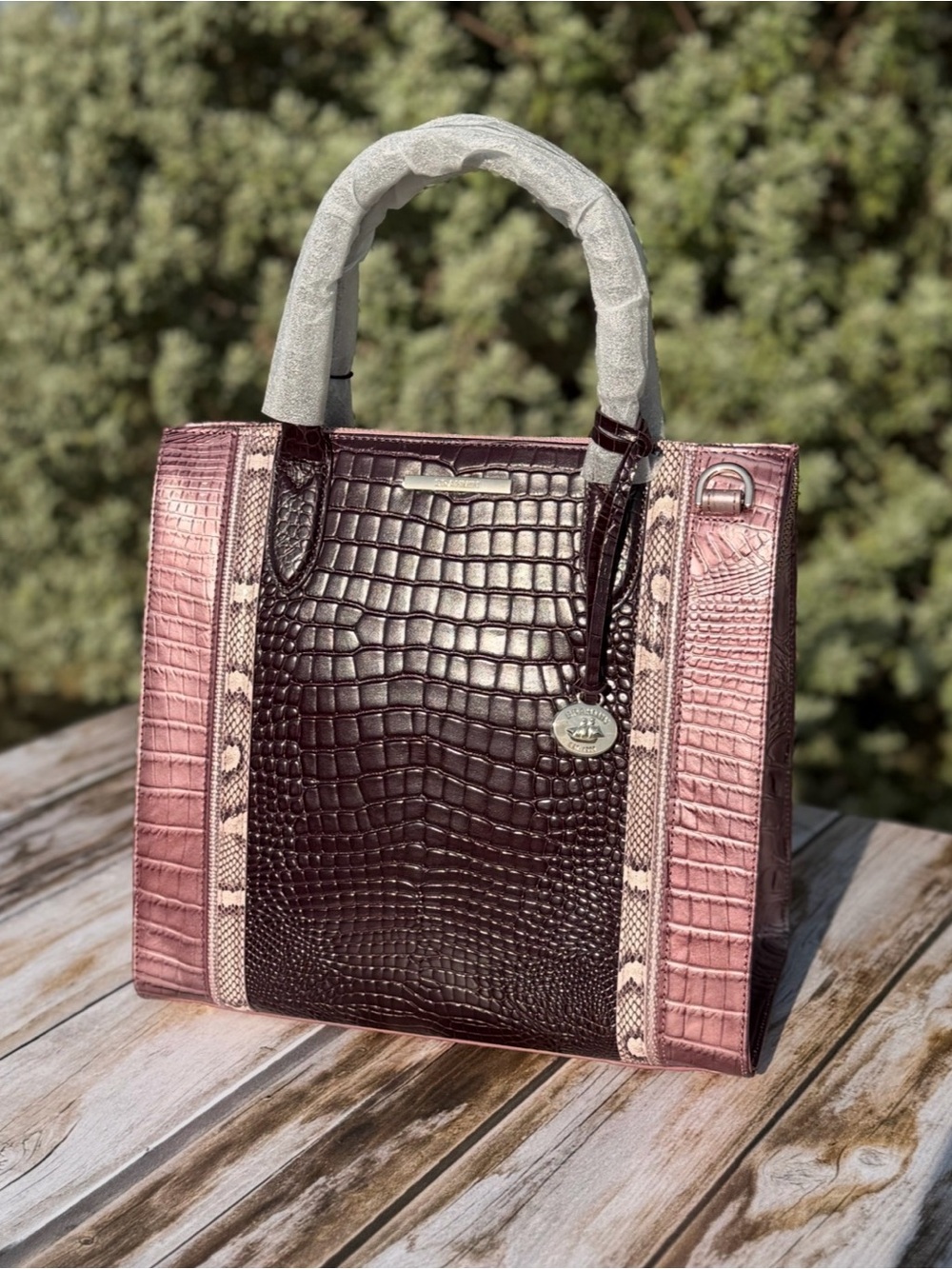 GORGEOUS RARE Brahmin Caroline Mellow Rose Jessamine Purples snake FIRM NWT